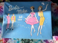 BARBIE And MIDGE DOLL CASE Blue 1963 Carrier Empty No Drawers