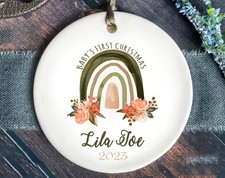 Baby's First Christmas Ornament - Personalized Rainbow First Christmas Orname...