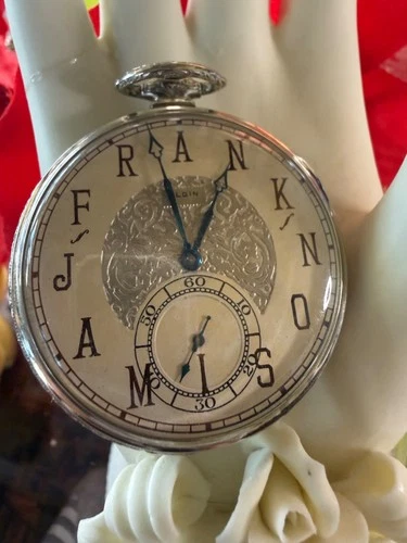 ANTIQUE ELGIN 14K GOLD FILLED STREAMLINED POCKET WATCH MONOGRAMED. WORKS.