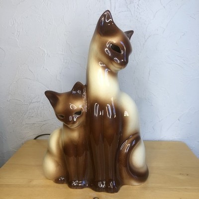 Vtg Howard Kron Siamese Cat CERAMIC TV Lamp MCM Mid Century Modern