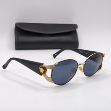 Vintage Gianni Versace Sunglasses MOD S64 COL 16L Gold Medusa Black Oval Case
