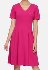 SL Fashions Womens Pleated A-Line Dress Fuchsia Size 18 $79