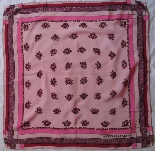 Beautiful vintage silk EMANUEL UNGARO neck scarf, 60cm x 60cm