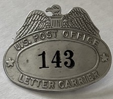 Vintage US Post Office #143 USPS Letter Carrier Hat Badge Pin