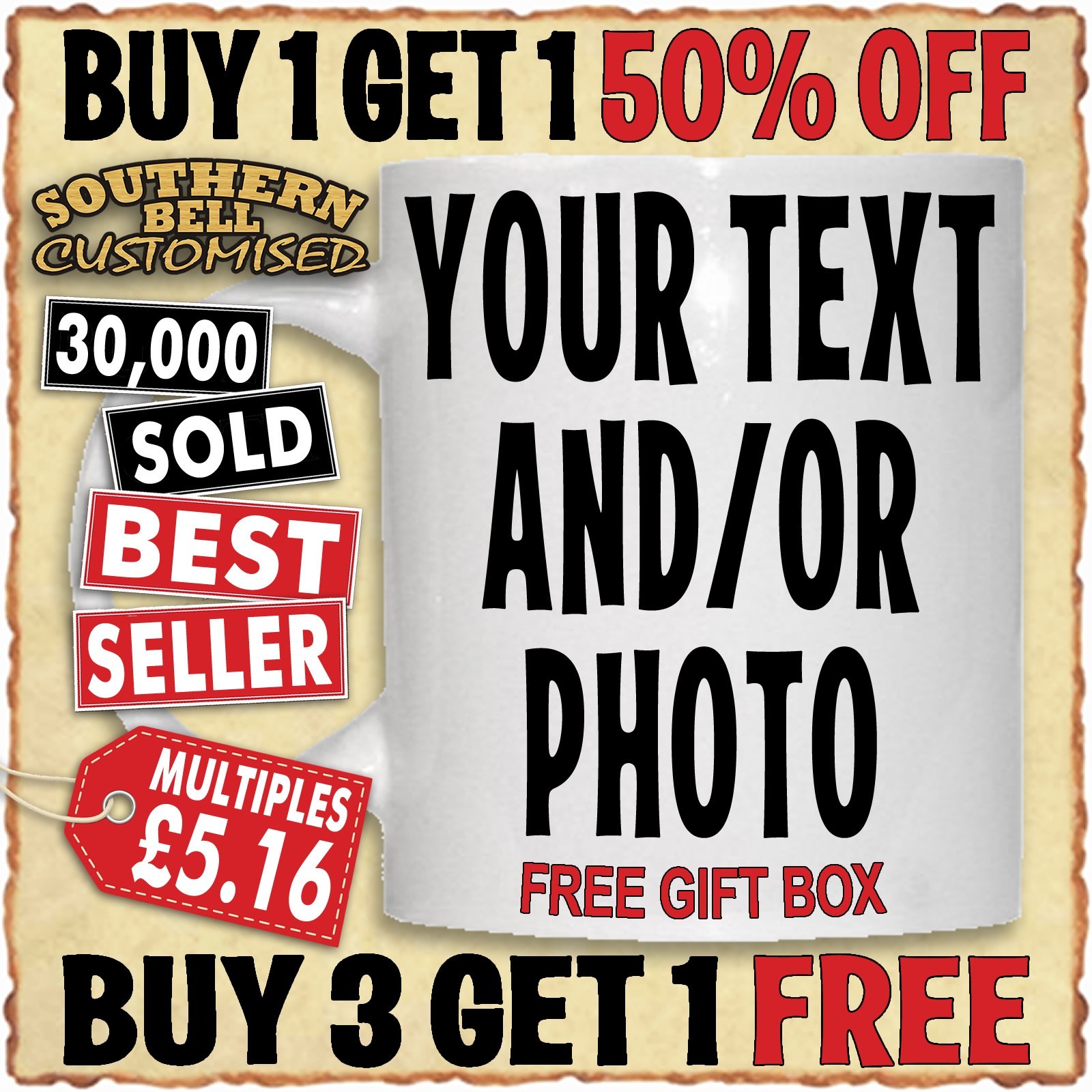 Personalised Mug Photo Custom Cup Design Name Text Christmas Eid Gift Birthday