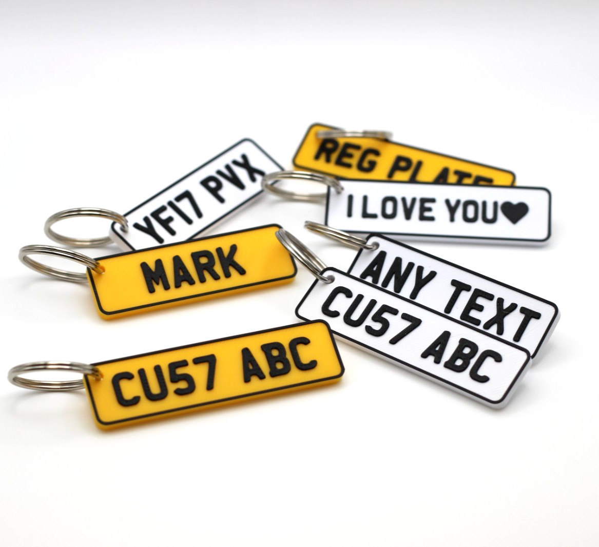 Personalised 3D Number Plate Keyring, Custom License Plate Car Reg Keychain