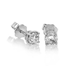 Brillant Diamant Ohrstecker Paar 750/- Weißgold 18 Karat Gold 1,02 Karat F/IF