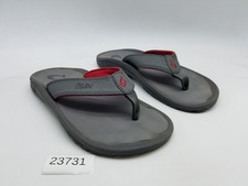 OluKai Ohana Men's Size 8 Flip Flop Slip On Thong Sandals Gray Red