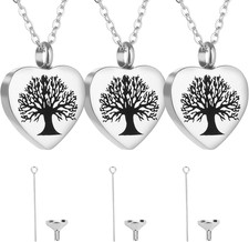 Urn Necklace for Human Ashes 3 Pack, Cremation Jewelry for Ashes of Loved One, T