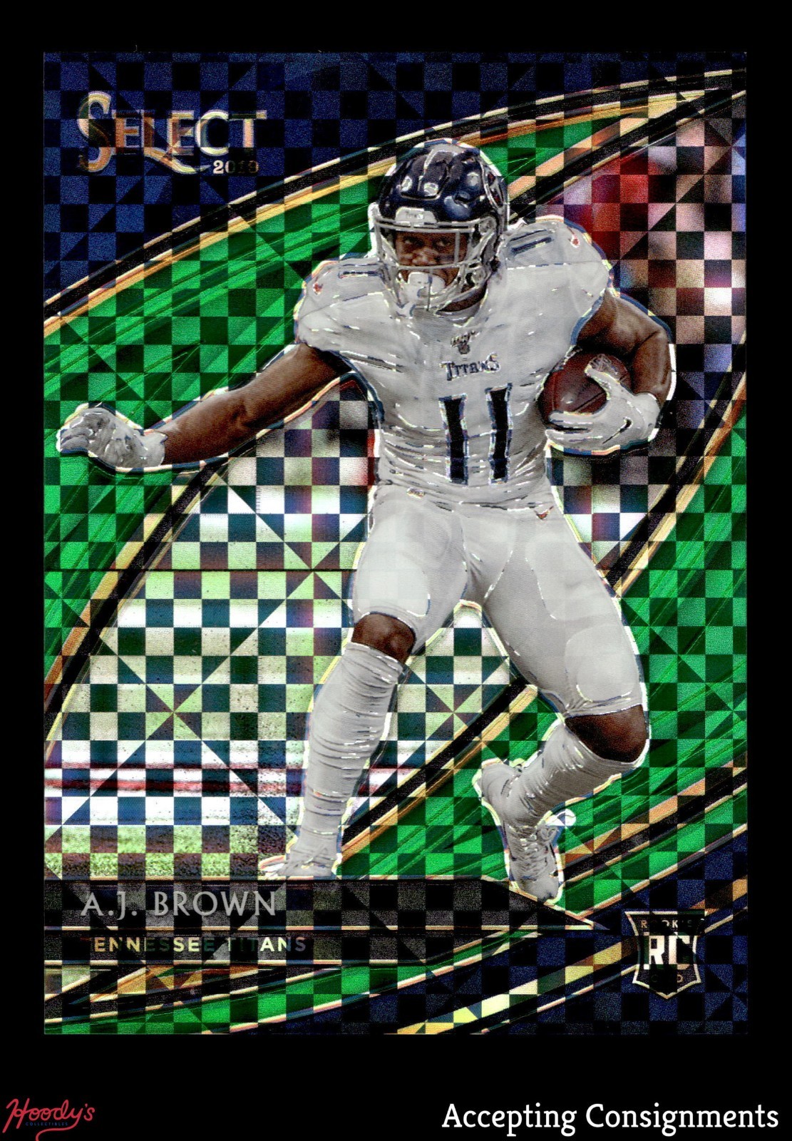 2019 Select Prizm Green Checkerboard #278 A.J. Brown RC ROOKIE TITANS 5/5