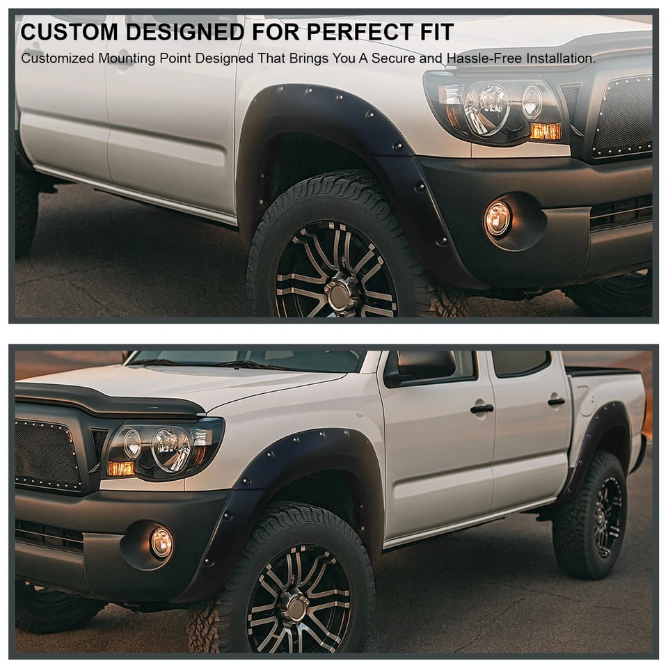 Fits 2005-2011 Toyota Tacoma 6' Smooth Pocket Rivet Style Bolt On Fender Flares Foto 3 de 4