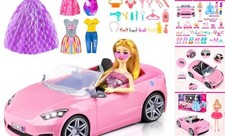 76 Pcs Doll  Convertible Car Playset,Included 11.5 In Dol-l,Car,Princess
