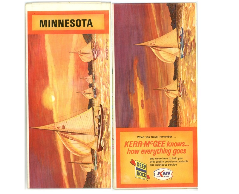 Vintage 1970 Minnesota Road Map – Deep Rock & Kerr-McGee