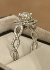 Stunning 10ct White Gold Old Cut Diamond Halo Ring 1.24cts Total Diamond Weight