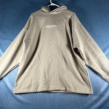 Fear of God ESSENTIALS Men's Hoodie Size S Khaki FOG Pullover Sweatshirt