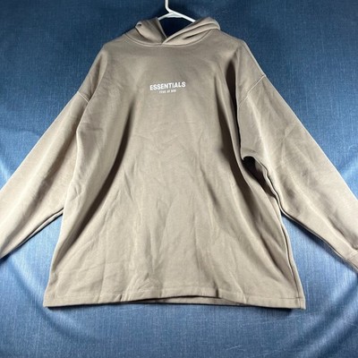 Fear of God ESSENTIALS Men's Hoodie Size S Khaki FOG Pullover Sweatshirt