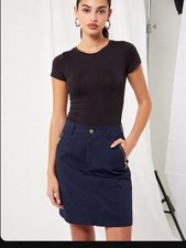 Vintage 90s Y2k Lauren Ralph Lauren Denim Pencil Midi Skirt Minimalist Navy 8