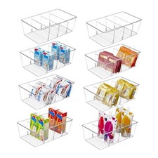 8 Pack Food Storage Organizer Bins, Clear Plastic Bins for Pantry, 8pack