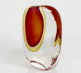 GIANT 10.2kg Freeform 20th Century Murano Sommerso Art Glass Submerged Vase 30cm