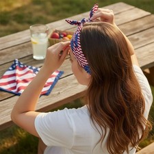 Fade-Resistant Cotton US Flag Bandana Set - Unisex Accessory for Outdoor Fun