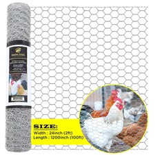24in x 100FT x 1" Roll Galvanized Metal Hexagonal Chicken Wire Mesh Poultry Net