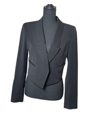 Rachel Roy Womens Cropped Blazer Size 6 Black Peak Lapel Office Career Jacket