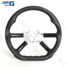 Full Black Leather Steering Wheel For Jeep Wrangler Jk 08-10 With Black Trim