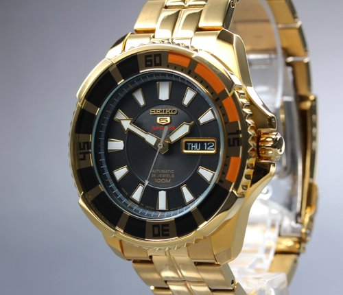 OH Rare [N MINT] SEIKO 4R36-00S0 5 Sports Automatic Gold Day/Date Men's Watch JP - Picture 1 of 10