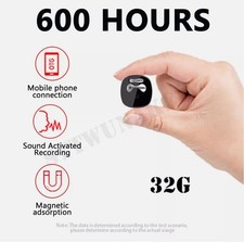 32GB Mini 600H Voice Actived sound Recorder Magnetic Audio Activated Dictaphone