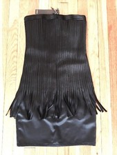 Little Black Satin Flapper Bodycon Strapless cocktail dress by SuperTrash 2 NWT