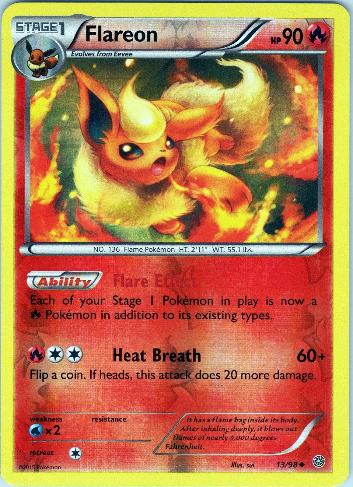 Flareon 13/98 Uncommon - Pokemon TCG XY: Ancient Origins - Reverse Holo (LP)