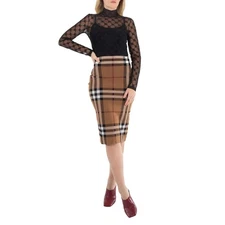 Burberry Birch Brown Check Jacquard Skirt, Size X-Small - Image 2 of 4