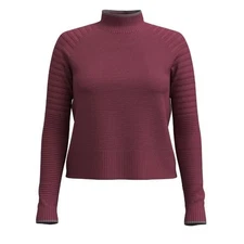$105 Smartwool Women's Edgewood Mock Neck Top-Garden Pink/Eggplant- Small - New
