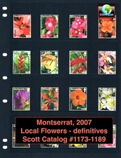 $37.70 Scott Value - 2007 MONTSERRAT Flowers defin (hard to find) CV MNH NH UMM