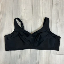 Glamorise Magic Lift 1005 Active Support Wireless Black Full Cup Bra US 48C