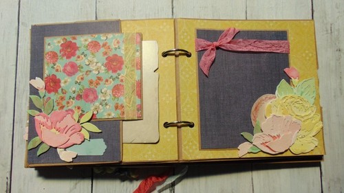 Handmade Mini Scrapbook Photo Album ocbrandy gift keepsake Altenew flower retro - Picture 14 of 23
