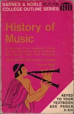 History of Music by Hugh M. Miller - 3rd Edition 1969 Reprint - Barnes & Noble