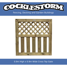 3ft High x 3ft Wide Timber European Cross Top Tanalised Garden Gate