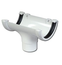 White Round Guttering & Down Pipe - 114mm Half Round Gutter 65mm Downpipe