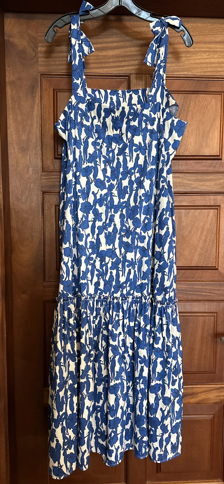Abito tubino donna Tory Burch X Large blu stampa ibisco nuovo