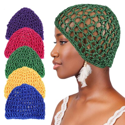 Mesh Crochet HairNet Woven Hair Cap Bonnet Night Cap Sleep