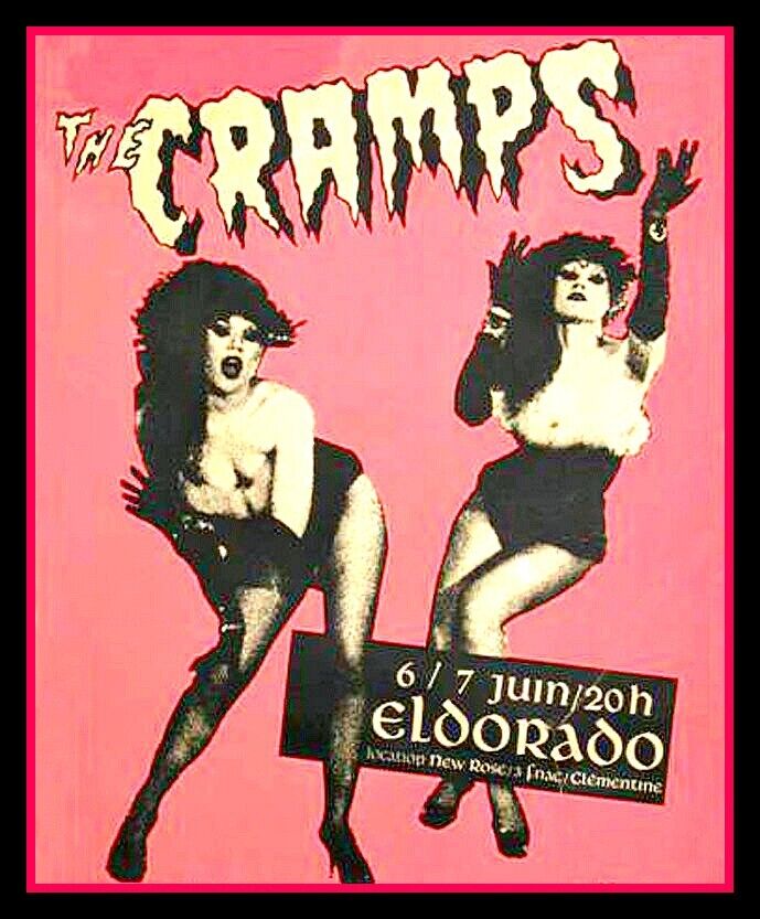 RARE 4" The Cramps at Eldorado vinyl sticker. Psychobilly decal 4 car, guitar.