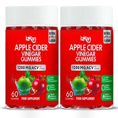 IZKAN Apple Cider Vinegar with THE Mother 1200mg ACV 120 Gummies B12 Beetroot Juice