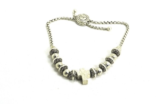 JAI By John Hardy Sterling Silver Bead & Cross Bracelet