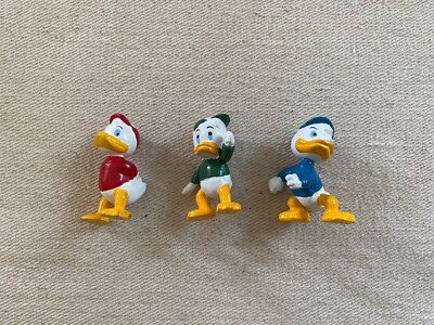 Huey, Dewey und Louie Rubber Mini Figuren Walt Disney Vintage Sammlerstück