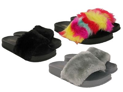 girls fur sliders