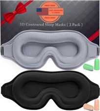 Antifaz para dormir para hombres y mujeres, paquete de 2 antifaz contorneado 3D.