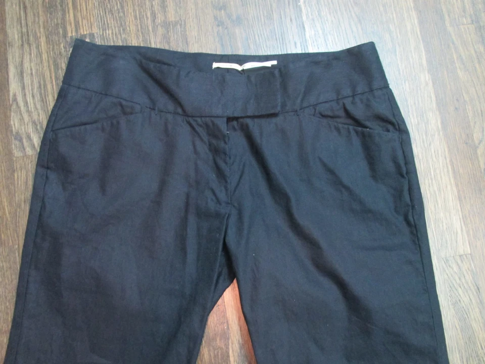 Pantalones Cortos Capri Max Studio Negros/Azul Marino Mezcla de Lino Dobladillo con Puños para Mujer talla 4 Foto 4 de 4