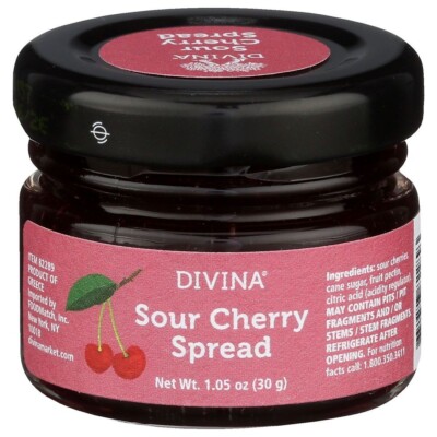 Divina Sour Cherry Spread, Case of 48 1.05 Oz Mini Jars