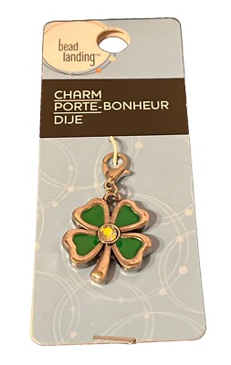 Four Leaf Clover With Rhinestone Charm By Bead Landing Jewelry Making
